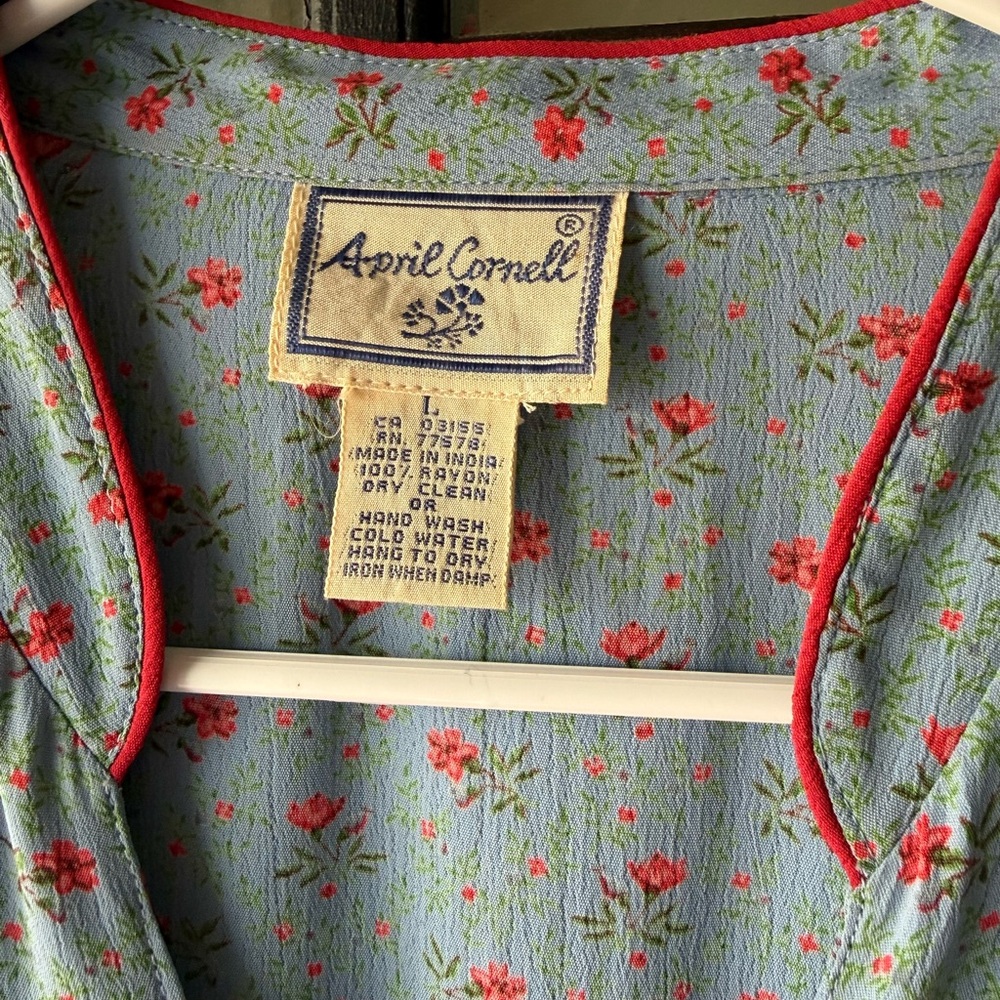 April Cornell Light Blue Floral Button-Front Maxi Dress - Picture 2 of 5